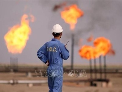 Công nhân làm việc tại nhà máy lọc dầu trên đảo Khark, Iran. Ảnh minh họa: IRNA/TTXVN