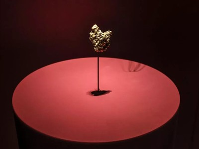 Một mẫu vật vàng được trưng bày tại Bảo tàng Lịch sử Tự nhiên Paris. Ảnh: AFP