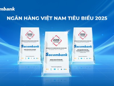 Sacombank (STB) tiếp tục được vinh danh tại giải thưởng Ngân hàng Việt Nam tiêu biểu 2025