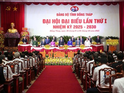Khai mạc trọng thể Đại hội Đảng bộ tỉnh Đồng Tháp lần I nhiệm kỳ 2025 - 2030 