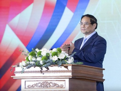 Thủ tướng Phạm Minh Chính Phát biểu đáp từ sau phát biểu chỉ đạo của Tổng Bí thư Tô Lâm. Ảnh: VGP/Nhật Bắc.