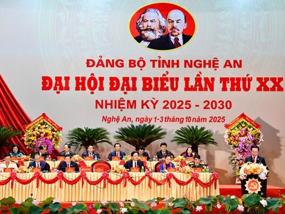 Khai mạc trọng thể Đại hội Đại biểu Đảng bộ tỉnh Nghệ An lần thứ XX, nhiệm kỳ 2025-2030.