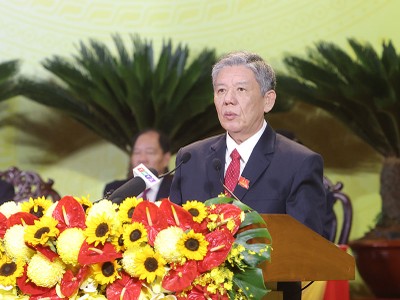 Ông Ngô Chí Cường - Bí thư tỉnh ủy Vĩnh Long khóa XV nhiệm kỳ 2020 - 2025 phát biểu khai mạc Đại hội