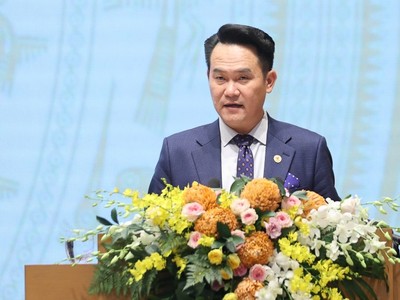 Ông Đặng Hồng Anh, Chủ tịch Hội Doanh nhân trẻ Việt Nam phát biểu tại Hội nghị Thủ tướng Chính phủ gặp mặt đại diện doanh nghiệp nhân Ngày Doanh nhân Việt Nam chiều ngày 9/10/2025