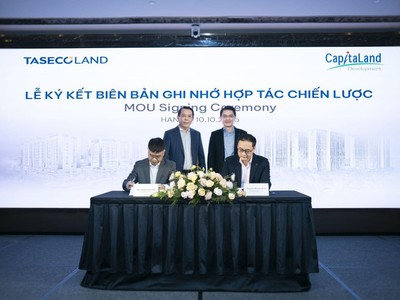 Đại diện Taseco Land và CapitaLand Development ký kết biên bản ghi nhớ hợp tác chiến lược.