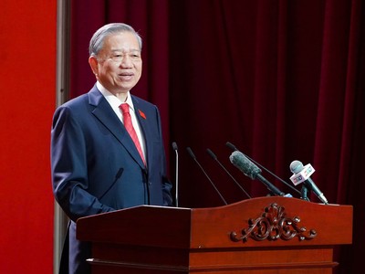 Tổng Bí thư Tô Lâm phát biểu chỉ đạo Đại hội Đảng bộ TP.HCM lần thứ I, nhiệm kỳ 2025 - 2030. Ảnh: BTC.