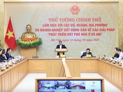 Thủ tướng Phạm Minh Chính chủ trì Hội nghị với các bộ, ngành, địa phương, doanh nghiệp về các giải pháp phát triển đột phá nhà ở xã hội.