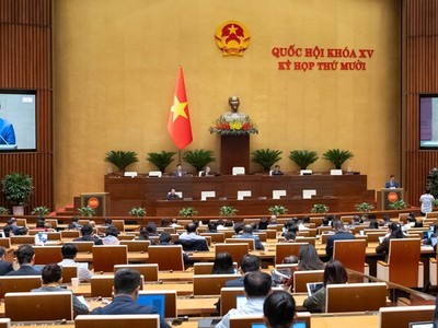 Quốc hội nghe tờ trình và báo cáo thẩm tra Dự thảo Nghị quyết. 