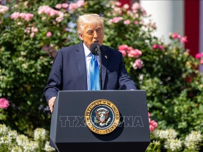 Tổng thống Mỹ Donald Trump phát biểu tại Nhà Trắng, Washington, D.C. Ảnh: THX/TTXVN