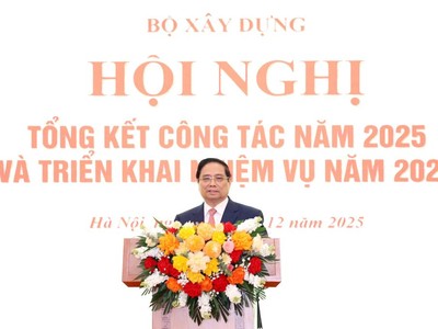 Thủ tướng Phạm Minh Chính đánh giá cao sự đóng góp rất tích cực của Bộ Xây dựng và Ngành Xây dựng trong năm 2025. 