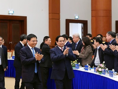 Hội nghị có sự tham dự của Thủ tướng Chính phủ Phạm Minh Chính, Phó Thủ tướng Chính phủ Hồ Đức Phớc và Phó Thủ tướng Chính phủ Nguyễn Chí Dũng. Ảnh: Đức Thanh.