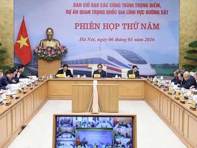 Thủ tướng Chính phủ Phạm Minh Chính, Trưởng Ban Chỉ đạo các công trình trọng điểm, dự án quan trọng quốc gia lĩnh vực đường sắt chủ trì phiên họp thứ năm của Ban Chỉ đạo - Ảnh: VGP.