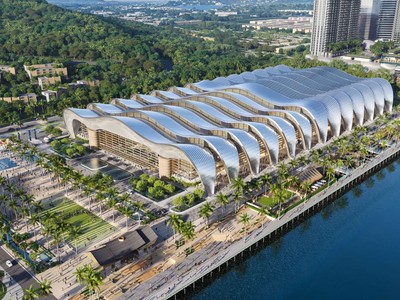 Trung tâm Hội nghị và Triển lãm với phần mái cong lấy cảm hứng từ sóng nước.