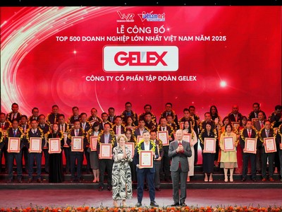 Ông Bùi Đăng Khoa - Giám đốc Ban Tài chính - Kế toán Tập đoàn GELEX nhận chứng nhận “Top 50 doanh nghiệp lớn nhất Việt Nam”