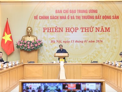 Thủ tướng Chính phủ Phạm Minh Chính chủ trì cuộc họp của Ban Chỉ đạo Trung ương về chính sách nhà ở và thị trường bất động sản. Ảnh: VGP.