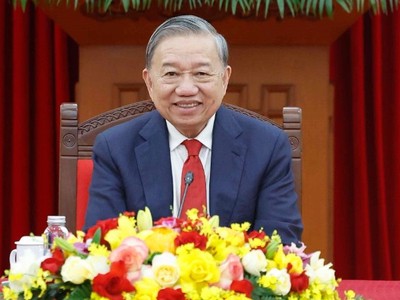 Tổng Bí thư Tô Lâm điện đàm với Bí thư thứ nhất Đảng Cộng sản Cuba, Chủ tịch nước Cộng hòa Cuba Miguel Diaz-Canel. (Ảnh: Thống Nhất/TTXVN)