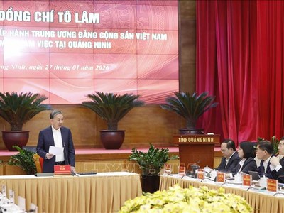 Tổng Bí thư Tô Lâm làm việc với Ban Chấp hành Đảng bộ tỉnh Quảng Ninh - Ảnh: TTXVN 