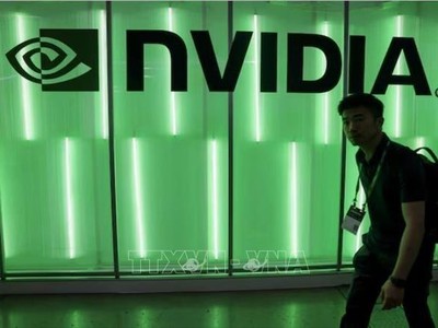 Biểu tượng của Tập đoàn Nvidia. Ảnh: REUTERS/TTXVN 