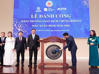 Lễ đánh cồng khai trương Phiên giao dịch chứng khoán đầu Xuân Bính Ngọ 2026 