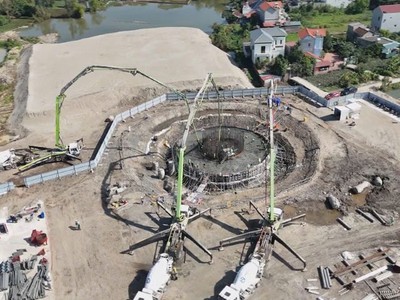 Thi công đài kiểm soát không lưu Cảng hàng không quốc tế Gia Bình (Ảnh: Báo Bắc Ninh).