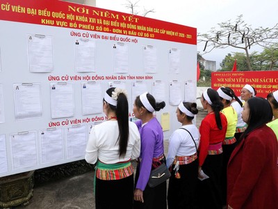 Ninh Bình: Đến 15 giờ 30 phút ngày 15/3, hơn 96,6% cử tri tham gia bỏ phiếu 