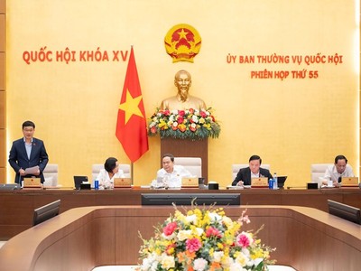 Phó chủ tịch Quốc hội Vũ Hồng Thanh điều hành phiên thảo luận. 