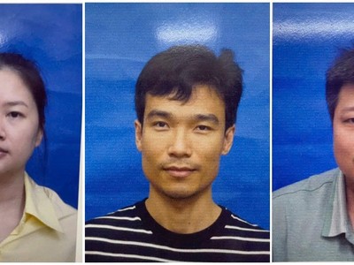 Các đối tượng vừa bị Bộ công an khởi tố bắt giam từ trái qua phải: Ngô Thị Thảo, Trần Quang Chiến, Vương Lê Vĩnh Nhân (ảnh Bộ Công an) 