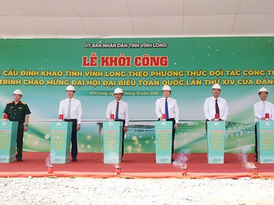 Dự án cầu Đình Khao đã được khởi công vào ngày 19/12/2025. Nguồn: www.vinhlong.gov.vn