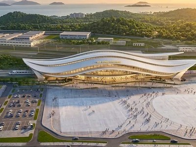 Phối cảnh Hạ Long Station - nhà ga được quy hoạch trong Công viên rừng 662 ha.