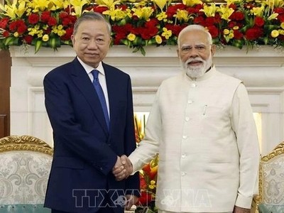 Tổng Bí thư, Chủ tịch nước Tô Lâm và Thủ tướng Ấn Độ Narendra Modi (Ảnh: Thống Nhất/TTXVN)