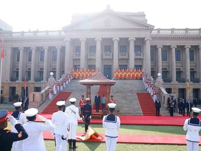 Lễ đón trọng thể Tổng Bí thư, Chủ tịch nước Tô Lâm thăm cấp Nhà nước Sri Lanka 