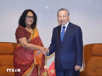 Tổng Bí thư, Chủ tịch nước Tô Lâm hội kiến Thủ tướng Sri Lanka Harini Amarasuriya. (Ảnh: Thống Nhất/TTXVN)