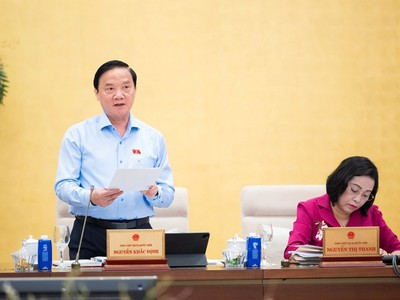Phó Chủ tịch Quốc hội Nguyễn Khắc Định phát biểu tại phiên họp. 