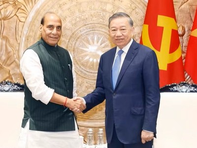 Tổng Bí thư, Chủ tịch nước Tô Lâm tiếp Ngài Rajnath Singh, Bộ trưởng Bộ Quốc phòng Ấn Độ. (Ảnh: Thống Nhất/TTXVN)