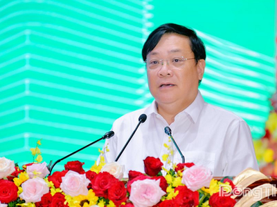 Ông Phạm Thành Ngại - Chủ tịch UBND tỉnh Đồng Tháp phát biểu tại Hội nghị Điều chỉnh quy hoạch tỉnh Đồng Tháp giai đoạn 2021 - 2030 tầm nhìn đến 2050