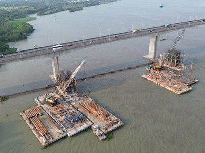 Thi công xây dựng cầu Long Thành 2. 