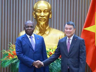 Thủ tướng Chính phủ Lê Minh Hưng tiếp Bộ trưởng Bộ Ngoại giao Cộng hòa Angola Téte António. Ảnh: VGP.