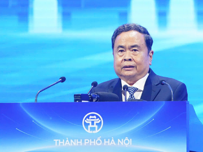 Ủy viên Bộ Chính trị, Chủ tịch Quốc hội Trần Thanh Mẫn phát biểu tại Hội nghị công bố Quy hoạch tổng thể Thủ đô Hà Nội tầm nhìn 100 năm và xúc tiến đầu tư năm 2026 diễn ra sáng 29/6. Ảnh: Duy Phạm.