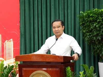 Chủ tịch UBND TP.HCM Nguyễn Văn Được phát biểu tại hội nghị. Ảnh: TT. 