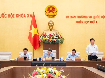 Phó chủ tịch Quốc hội Nguyễn Hồng Diên điều hành phiên thảo luận. 