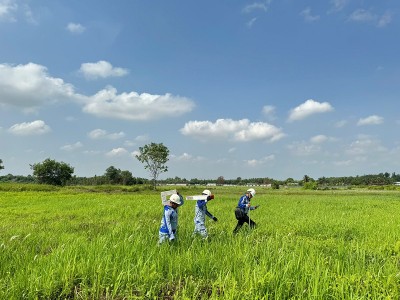 Cắm mốc giải phóng mặt bằng tuyến cao tốc TP.HCM - Mộc Bài. Ảnh: Lê Anh