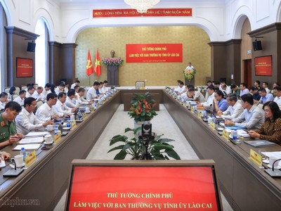 Thủ tướng Lê Minh Hưng làm việc với Ban Thường vụ Tỉnh ủy Lào Cai 