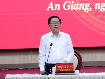 Phó Thủ tướng Chính phủ Hồ Quốc Dũng và Đoàn công tác làm việc với tỉnh An Giang về việc thực hiện mục tiêu tăng trưởng năm 2026. Ảnh: Chinhphu.vn
