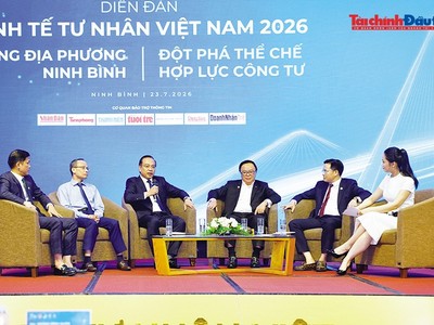 Ông Đặng Thanh Sơn, Phó chủ tịch UBND tỉnh Ninh Bình trao đổi tại Diễn đàn Kinh tế tư nhân Việt Nam 2026 (VPSF 2026) - Phiên đối thoại tỉnh Ninh Bình