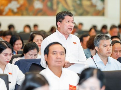 Phó chủ nhiệm Ủy ban Văn hóa và Xã hội Tạ Văn Hạ tham gia thảo luận. 