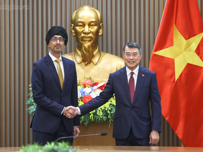 Thủ tướng Chính phủ Lê Minh Hưng tiếp Đại sứ Singapore tại Việt Nam Rajpal Singh - Ảnh: chinhphu.vn/Nhật Bắc