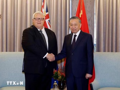 Tổng Bí thư, Chủ tịch nước Tô Lâm hội kiến Chủ tịch Quốc hội New Zealand Gerry Brownlee. (Ảnh: Thống Nhất/TTXVN)