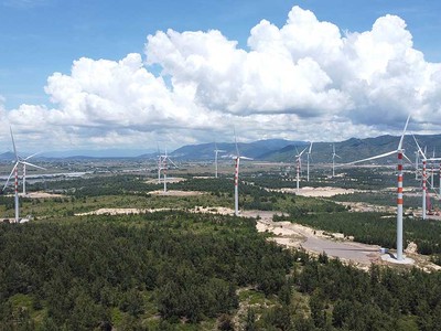 Một dự án điện gió đã đi vào vận hành tại Khu kinh tế Nhơn Hội (tỉnh Gia Lai) (Ảnh: P.V) 