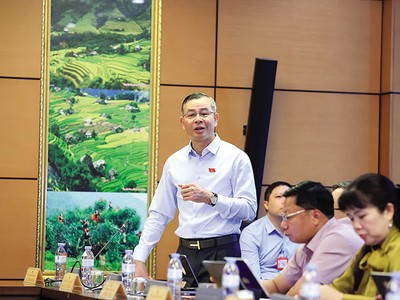 Bộ trưởng Bộ Tài chính Ngô Văn Tuấn phát biểu tại tổ thảo luận 