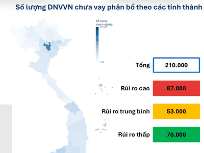 Số lượng doanh nghiệp vừa và nhỏ chưa tiếp cận vốn vay phân bổ theo tỉnh thành, tính đến 2025. Ảnh: FiinGroup